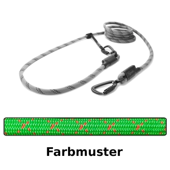 EASYLONG Hundeleine TWIST - M - 2m - grün mit roten Stichen - schmaler Ø!